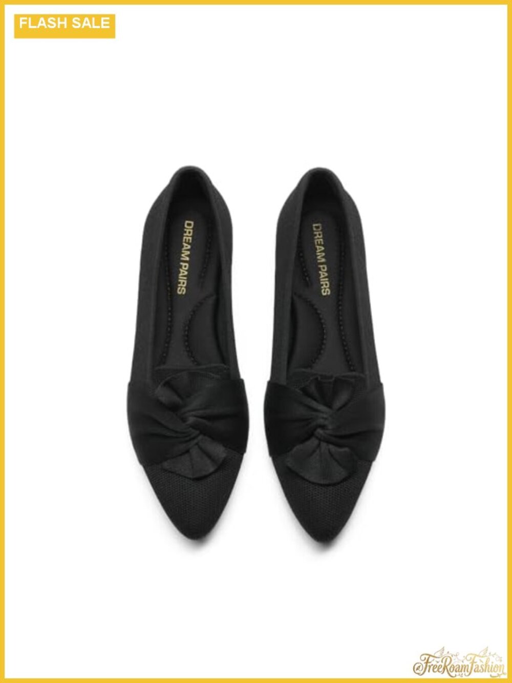 Womens Ballet Flats Pointed Toe Bow Slip On Foldable Travel Shoes Cushioned